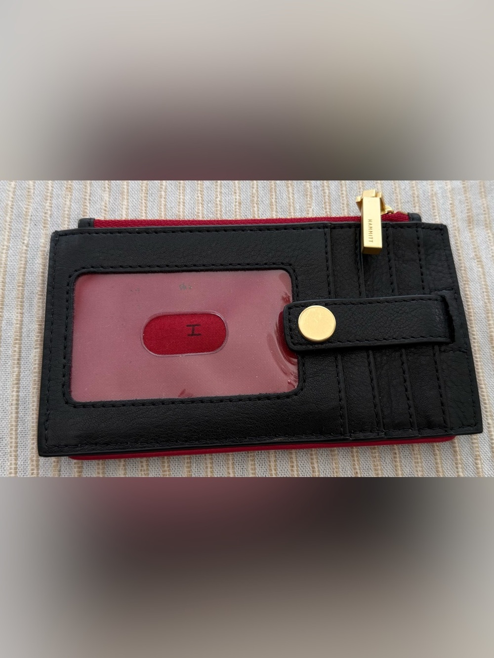 Hammitt 210 West wallet/card holder.  Black/red with gold accents.